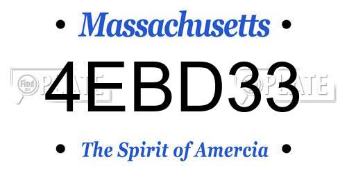 4EBD33 Massachusetts License Plate