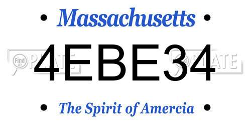 4EBE34 Massachusetts License Plate