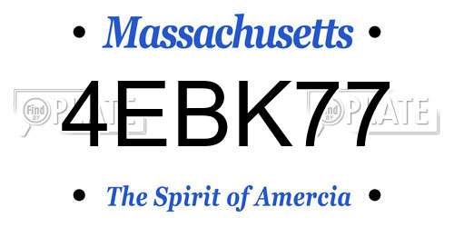4EBK77 Massachusetts License Plate