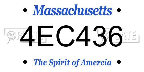 4EC436 Massachusetts License Plate