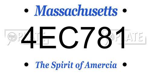 4EC781 Massachusetts License Plate