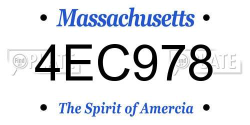 4EC978 Massachusetts License Plate