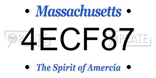 4ECF87 Massachusetts License Plate