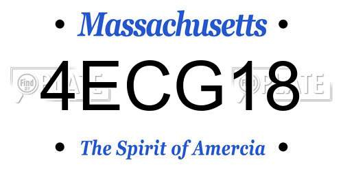 4ECG18 Massachusetts License Plate