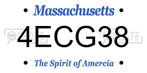 4ECG38 Massachusetts License Plate