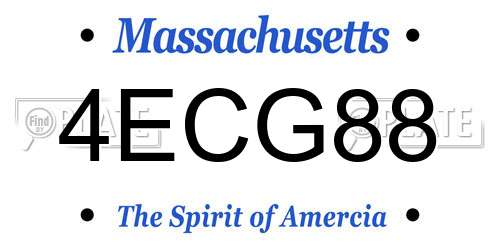 4ECG88 Massachusetts License Plate