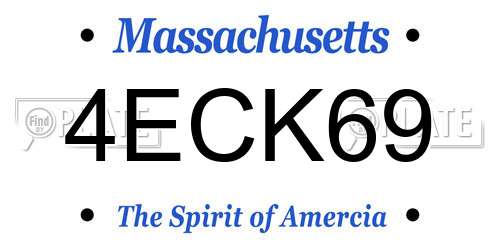 4ECK69 Massachusetts License Plate