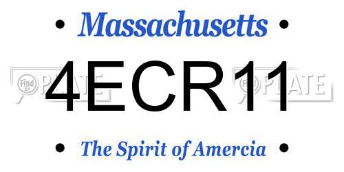 4ECR11 Massachusetts License Plate