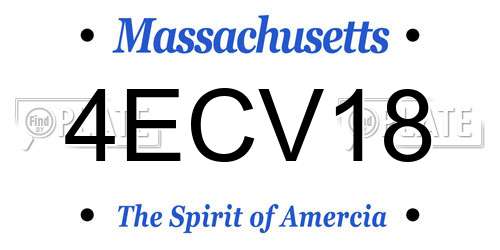 4ECV18 Massachusetts License Plate