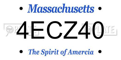 4ECZ40 Massachusetts License Plate