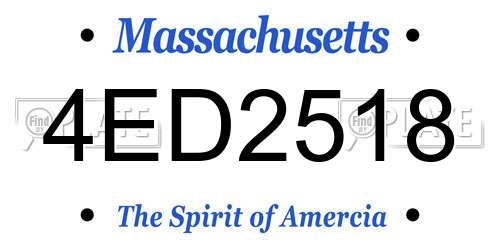 4ED2518 Massachusetts License Plate