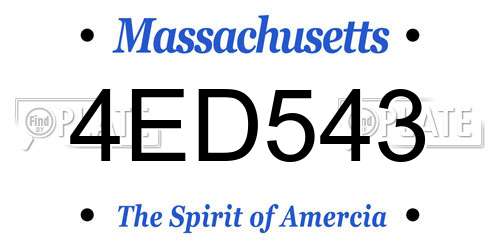 4ED543 Massachusetts License Plate