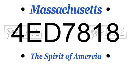 4ED7818 Massachusetts License Plate
