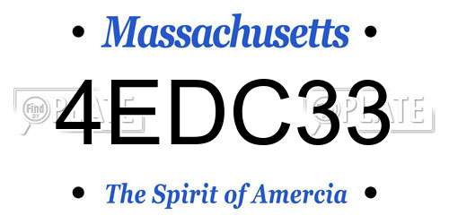 4EDC33 Massachusetts License Plate