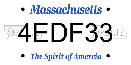 4EDF33 Massachusetts License Plate