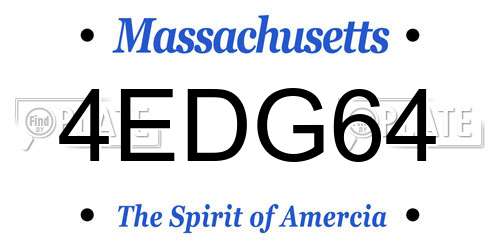 4EDG64 Massachusetts License Plate