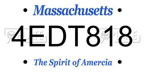 4EDT818 Massachusetts License Plate