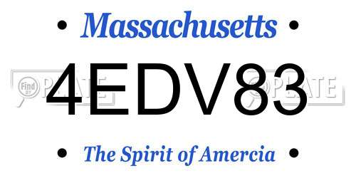 4EDV83 Massachusetts License Plate