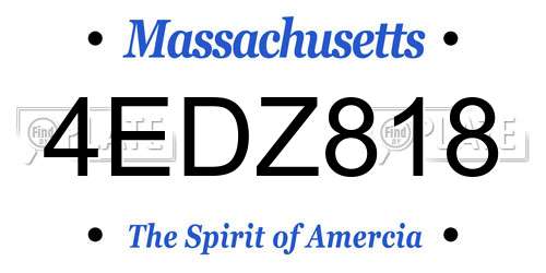 4EDZ818 Massachusetts License Plate