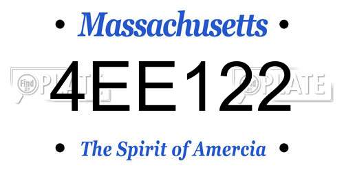 4EE122 Massachusetts License Plate