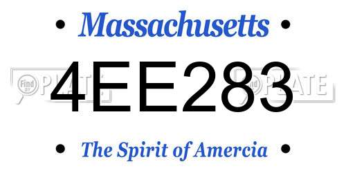 4EE283 Massachusetts License Plate