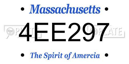 4EE297 Massachusetts License Plate