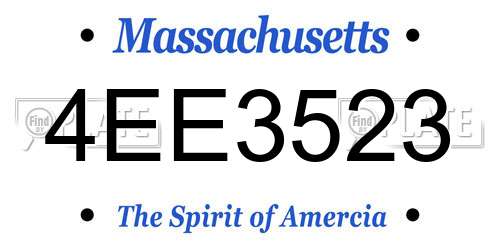 4EE3523 Massachusetts License Plate