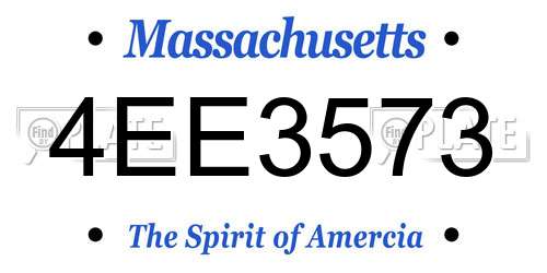 4EE3573 Massachusetts License Plate