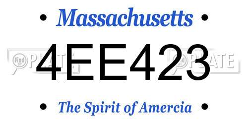 4EE423 Massachusetts License Plate