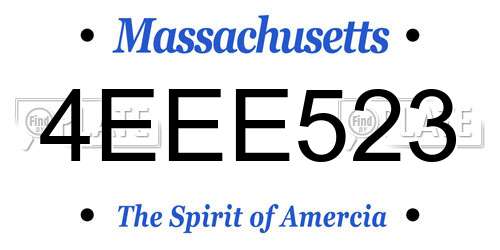 4EEE523 Massachusetts License Plate