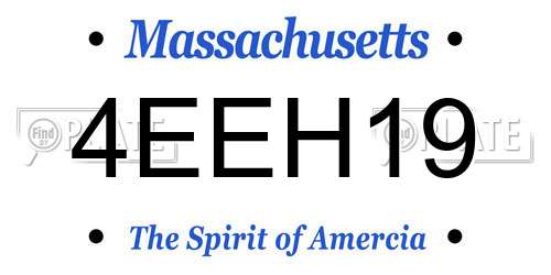 4EEH19 Massachusetts License Plate
