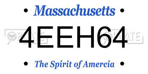 4EEH64 Massachusetts License Plate