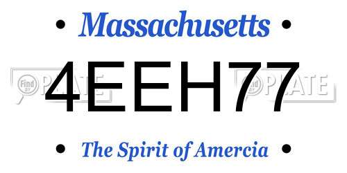 4EEH77 Massachusetts License Plate