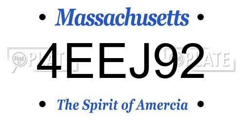 4EEJ92 Massachusetts License Plate