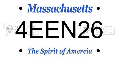 4EEN26 Massachusetts License Plate