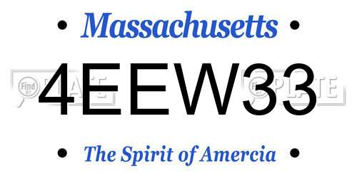 4EEW33 Massachusetts License Plate