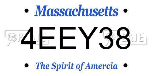 4EEY38 Massachusetts License Plate