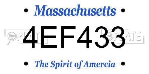 4EF433 Massachusetts License Plate