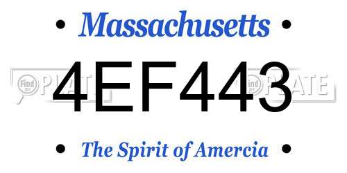 4EF443 Massachusetts License Plate