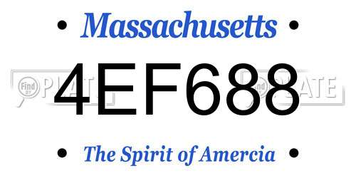 4EF688 Massachusetts License Plate