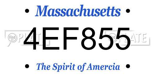 4EF855 Massachusetts License Plate