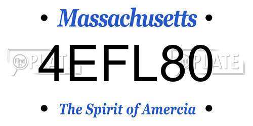 4EFL80 Massachusetts License Plate