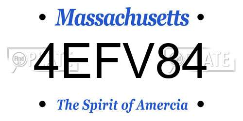 4EFV84 Massachusetts License Plate
