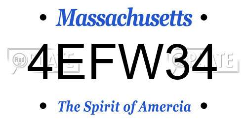 4EFW34 Massachusetts License Plate
