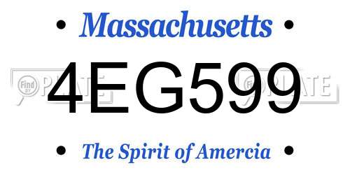 4EG599 Massachusetts License Plate