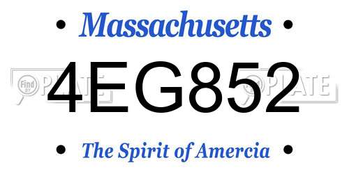 4EG852 Massachusetts License Plate