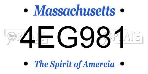4EG981 Massachusetts License Plate