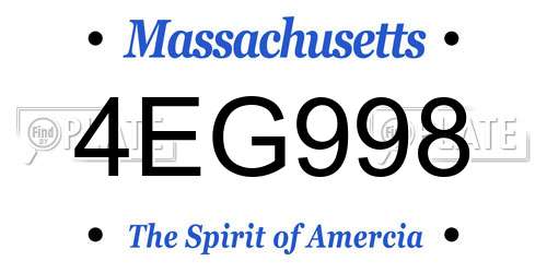 4EG998 Massachusetts License Plate