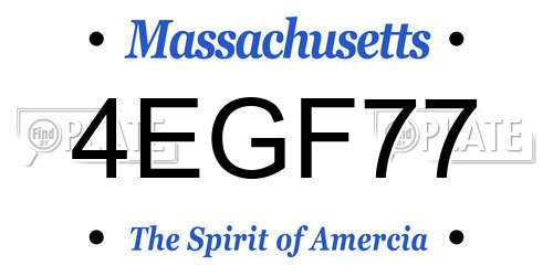 4EGF77 Massachusetts License Plate