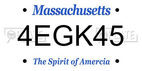 4EGK45 Massachusetts License Plate